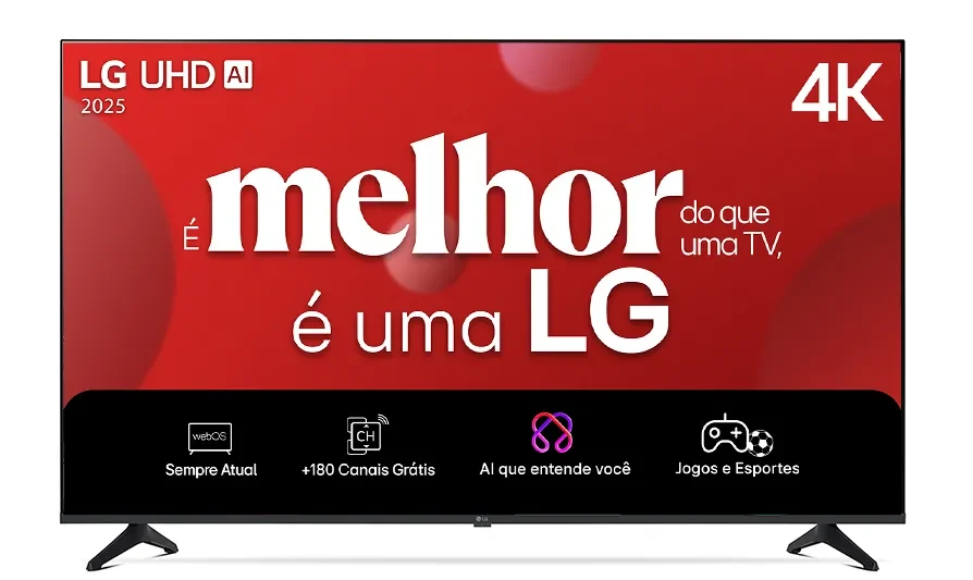 Smart TV 4K 43" LG UHD 43UA75 Processador α7 AI Ger8 4K Super Upscaling Google Cast Alexa Integrado Controle Remoto Padrão WebOS 25
